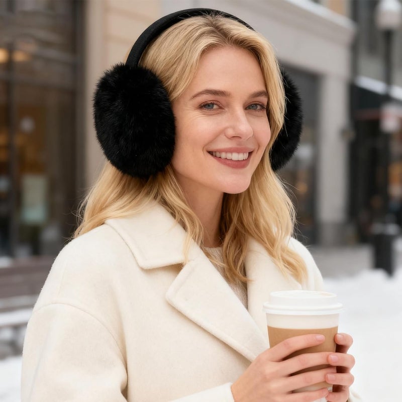 Lainlight Store Ear Muffs Winter Women Girls Adjustable Faux Fur Ear Warmers Comfy Cute Fuzzy Earmuffs - Image 5